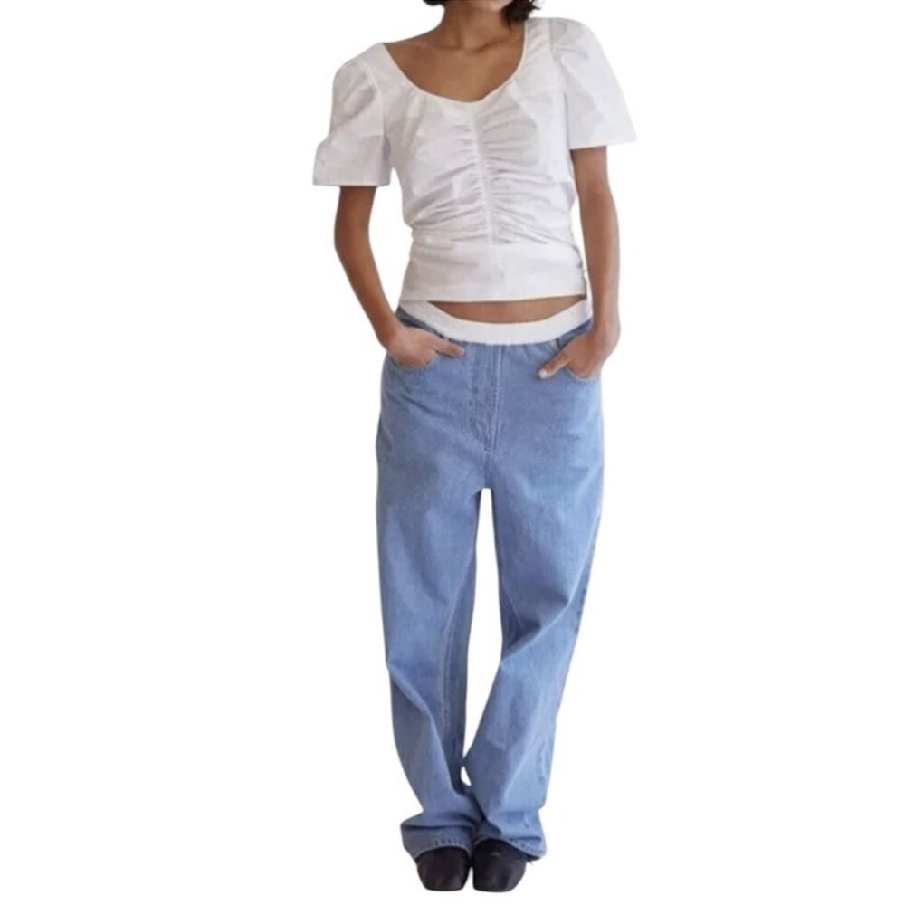 Thakoon Denim High Rise Wide Leg Jeans Side Zip NWT
